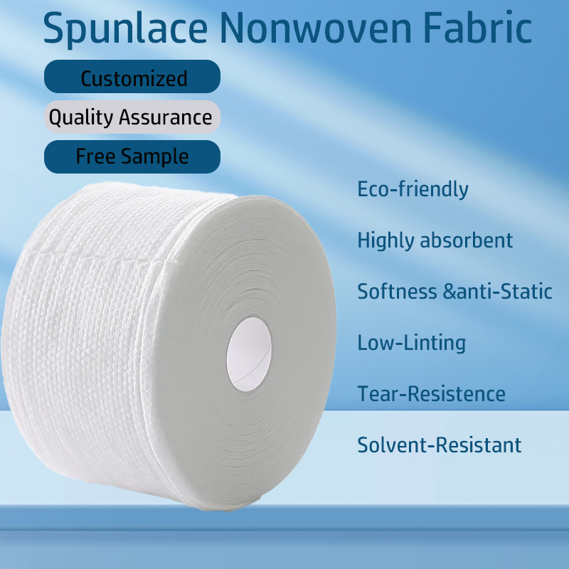 Eco-friendly Plain Style Spuanlce Nonwoven Fabric Jumbo Roll 35Gsm Wet Towel Raw Materials 