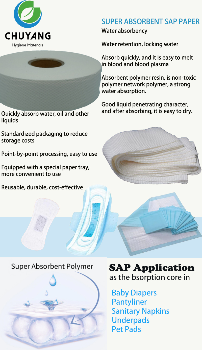 Good Absorbent High-Absorbency Wood Pulp Sheet SAP paper for sanitary napkin pads 