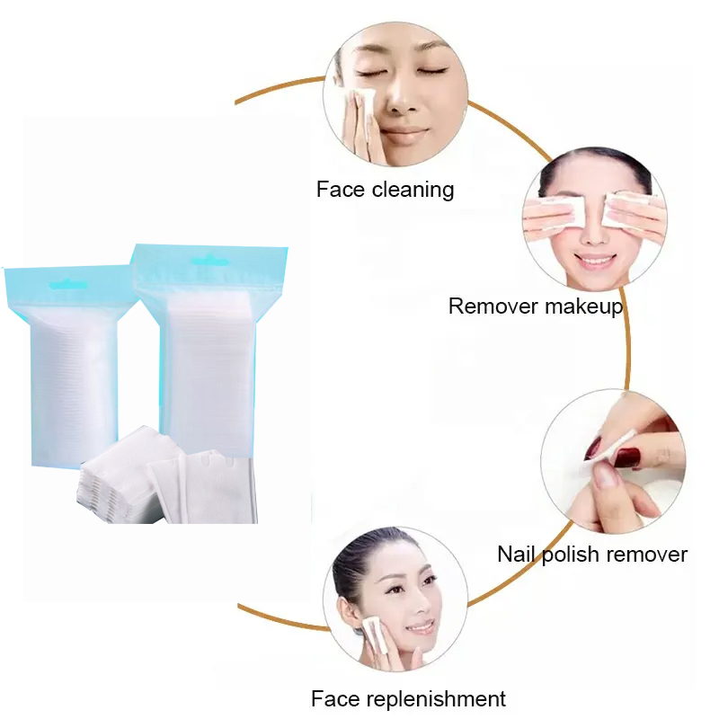 Disposable facial cleansing cotton square makeup removers pads hypoallergenic 100% pure cotton