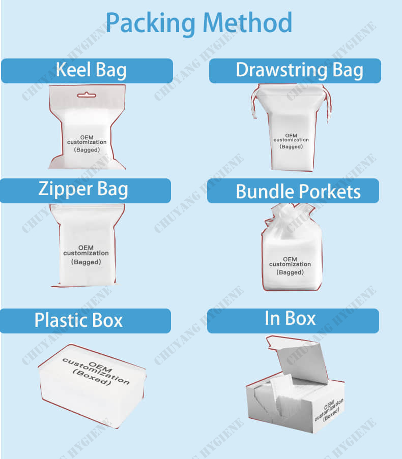 Disposable facial cleansing cotton square makeup removers pads hypoallergenic 100% pure cotton