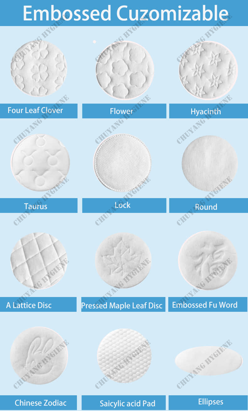 OEM Disposable Round Cosmetic cotton pads soft absorbent makeup remover Cotton Pads