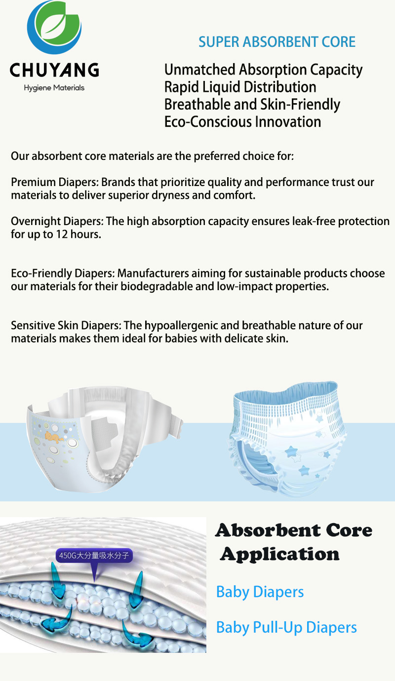 Diaper Core Material Ultra-thin Super Absorbent SAP Core for Baby Diaper 