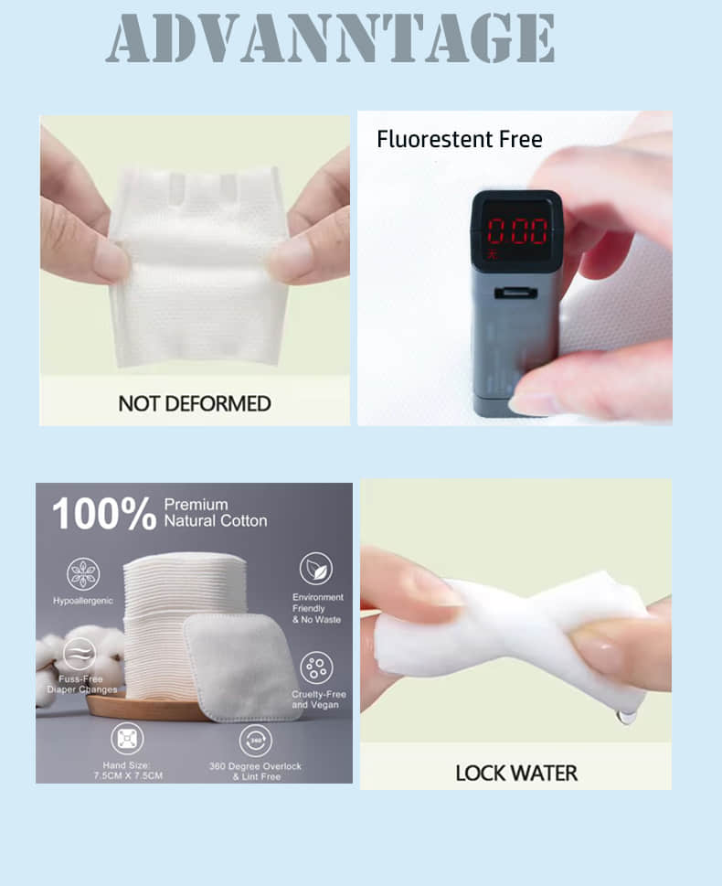 Wholesale Disposable Special Shape Cosmetic Facial Cotton Makeup Remover Pads for Face Skin 