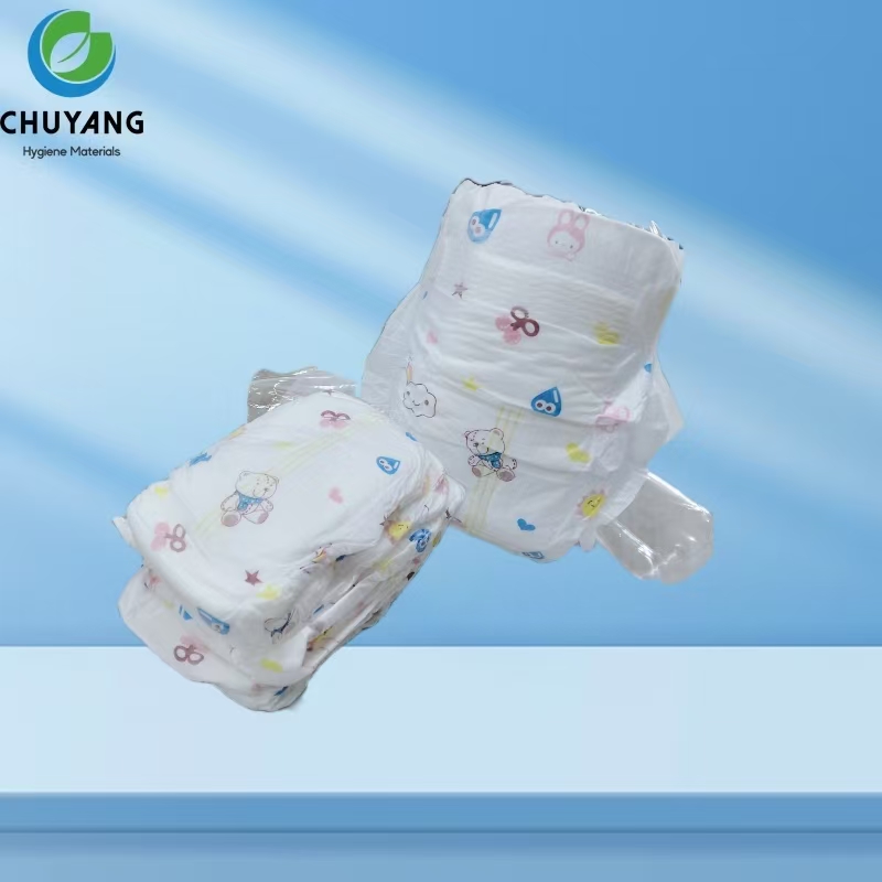 Baby Diaper With ADL Fluff Pulp soft super absorption Nappies non- woven fabric Big waistband diaper