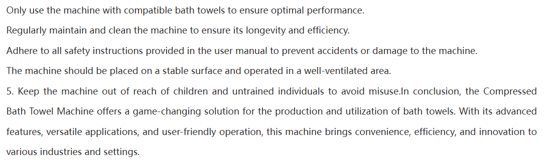 High Speed Automatic Compressed Bath Towel Machine