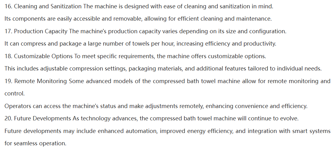 High Speed Automatic Compressed Bath Towel Machine