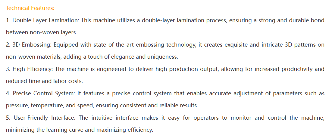 Non woven Fabric Double Layer 3D Lamination Embossing Machine