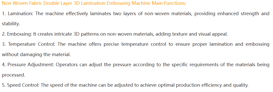 Non woven Fabric Double Layer 3D Lamination Embossing Machine