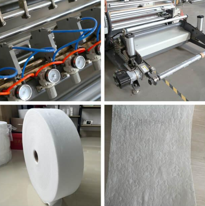 Non woven embossing & perforating slitting machine(Double unwinder and double rewinder)