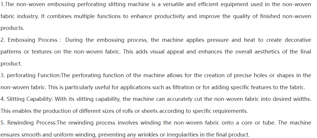 Non woven embossing & perforating slitting machine(Double unwinder and double rewinder)