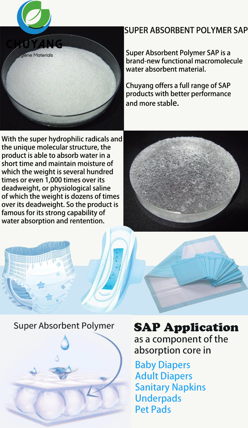 High Absorption SAP Super Absorbent Polymer for Diaper Sanitary Napkins China BLD960 BLD730 BLD211