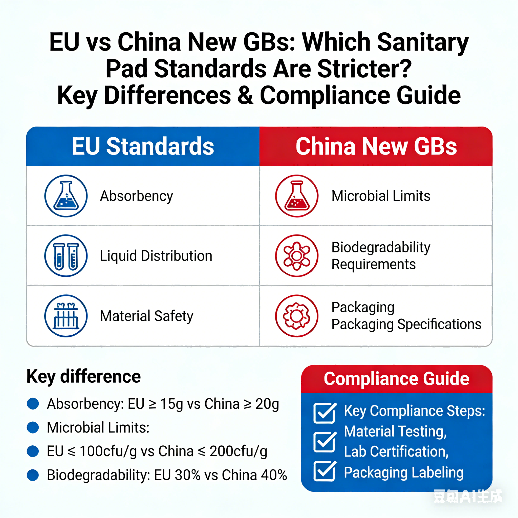 EU vs China New GBs: Which Sanitary Pad Standards Are Stricter? Key Differences & Compliance Guide